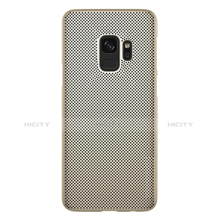 Funda Dura Plastico Rigida Perforada para Samsung Galaxy S9 Oro