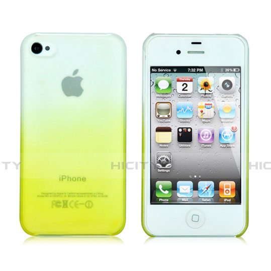 Funda Dura Plastico Rigida Transparente Gradient para Apple iPhone 4 Amarillo