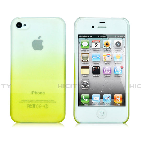 Funda Dura Plastico Rigida Transparente Gradient para Apple iPhone 4S Amarillo