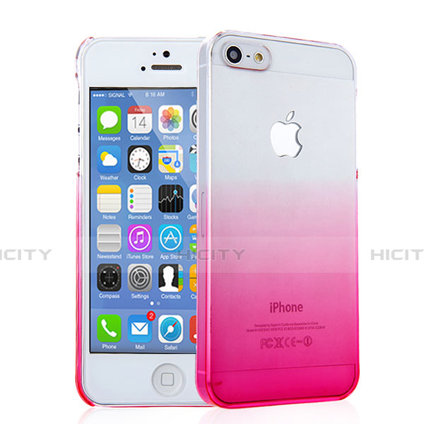 Funda Dura Plastico Rigida Transparente Gradient para Apple iPhone 5 Rosa