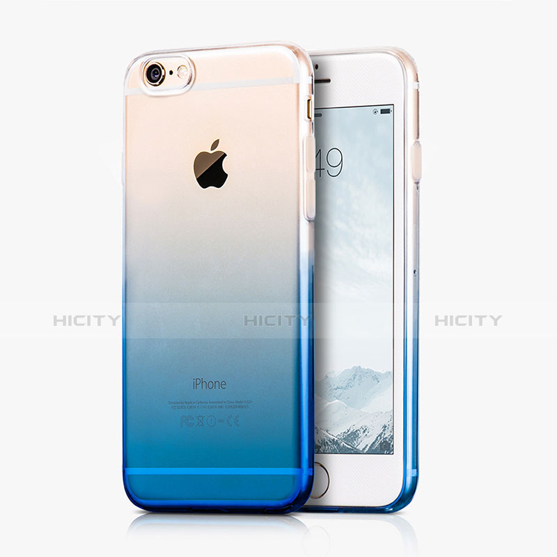 Funda Dura Plastico Rigida Transparente Gradient para Apple iPhone 6 Azul