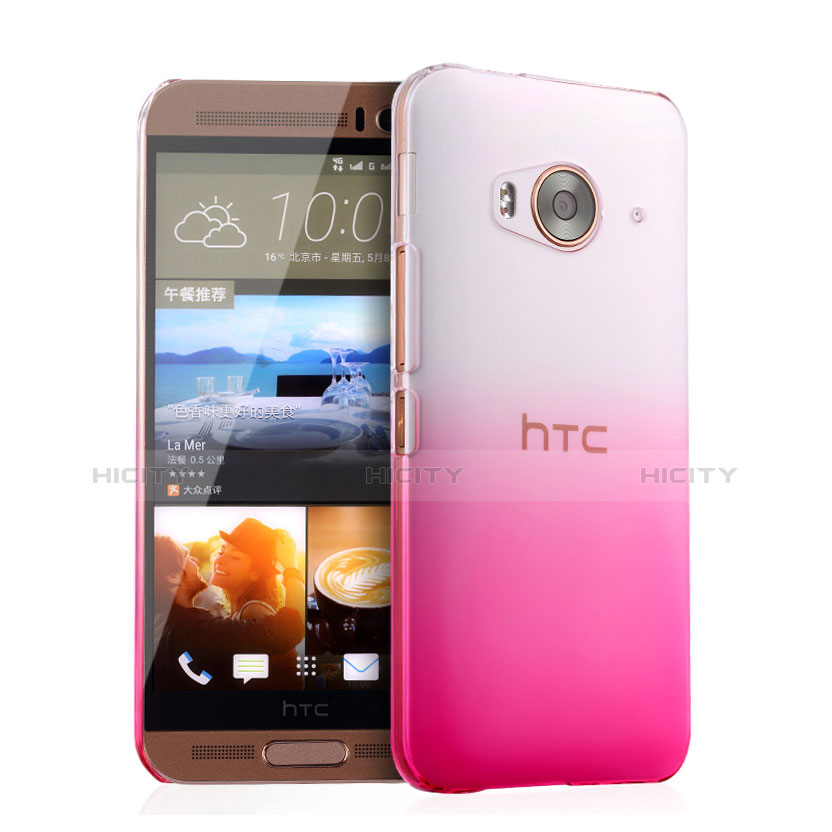 Funda Dura Plastico Rigida Transparente Gradient para HTC One Me Rosa