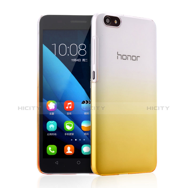 Funda Dura Plastico Rigida Transparente Gradient para Huawei Honor 4X Amarillo