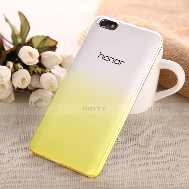 Funda Dura Plastico Rigida Transparente Gradient para Huawei Honor 4X Amarillo