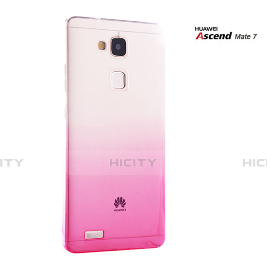 Funda Dura Plastico Rigida Transparente Gradient para Huawei Mate 7 Rosa