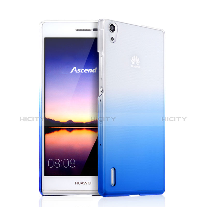 Funda Dura Plastico Rigida Transparente Gradient para Huawei P7 Dual SIM Azul