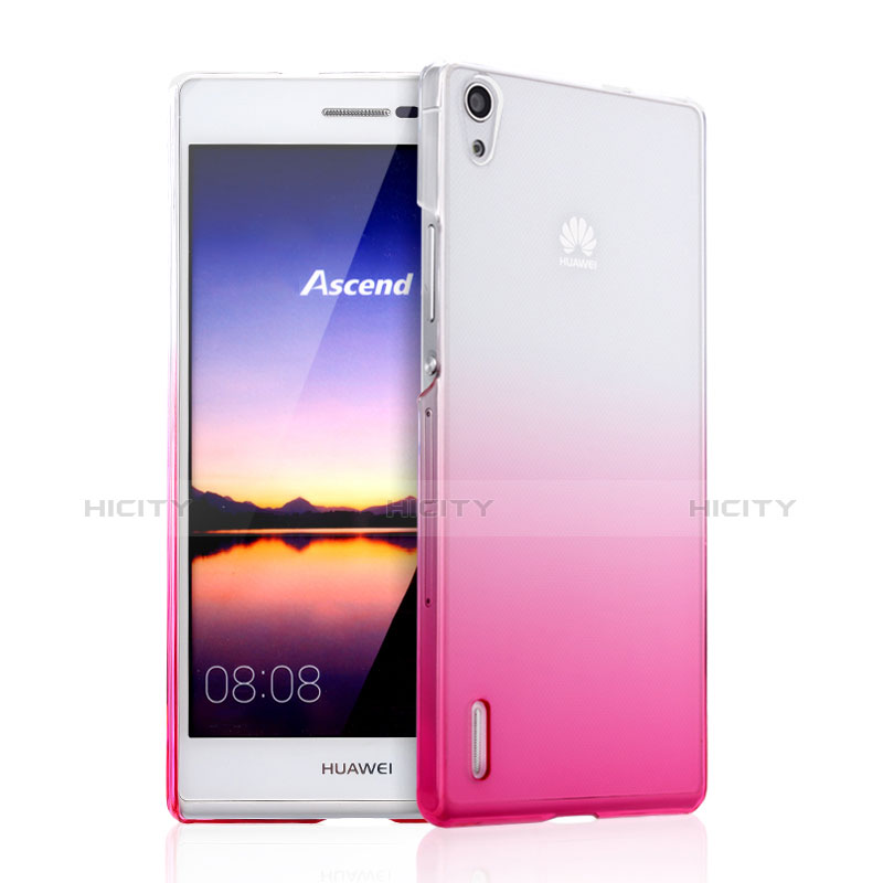 Funda Dura Plastico Rigida Transparente Gradient para Huawei P7 Dual SIM Rosa