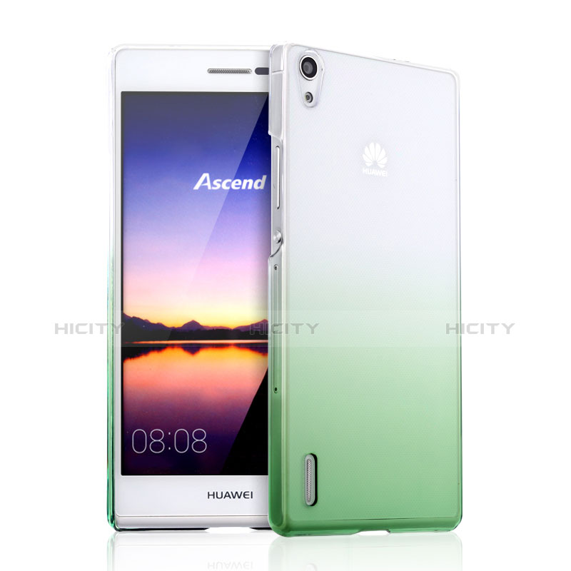 Funda Dura Plastico Rigida Transparente Gradient para Huawei P7 Dual SIM Verde