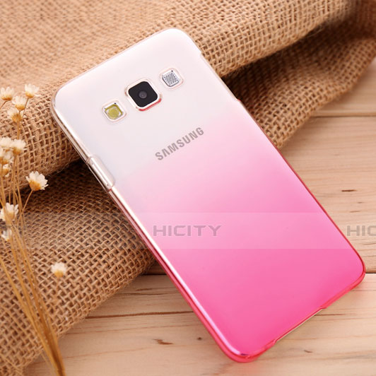 Funda Dura Plastico Rigida Transparente Gradient para Samsung Galaxy A3 SM-300F Rosa