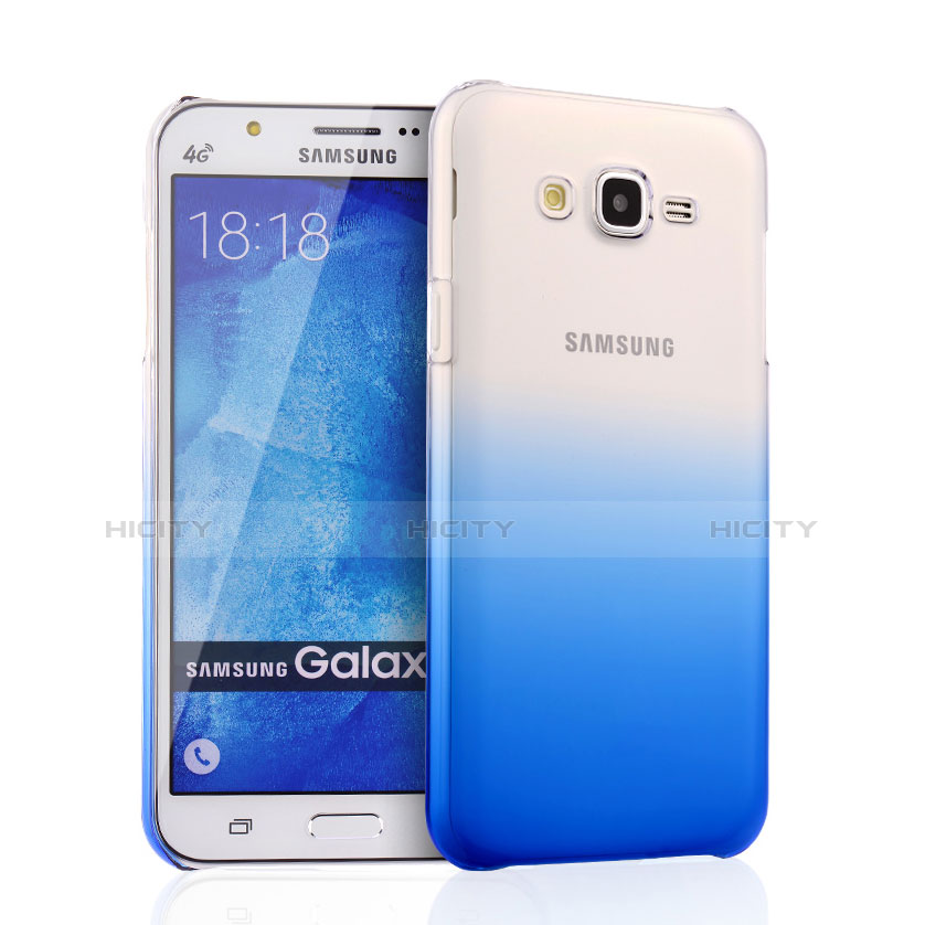 Funda Dura Plastico Rigida Transparente Gradient para Samsung Galaxy J7 SM-J700F J700H Azul