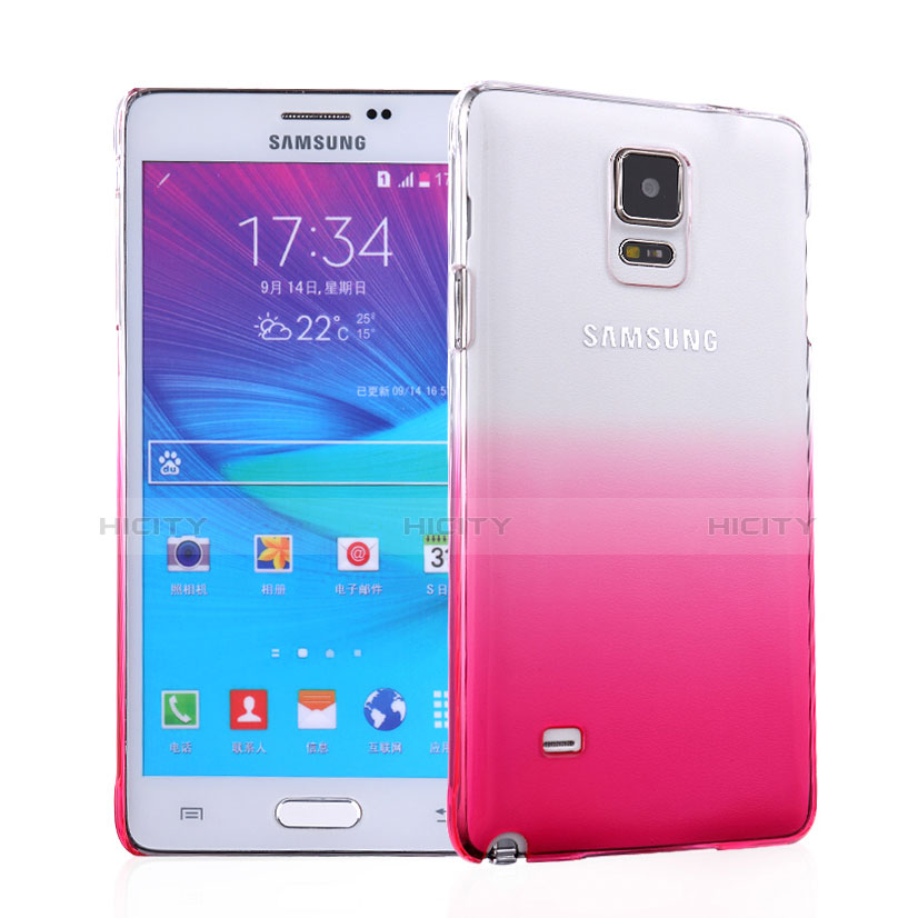 Funda Dura Plastico Rigida Transparente Gradient para Samsung Galaxy Note 4 Duos N9100 Dual SIM Rosa