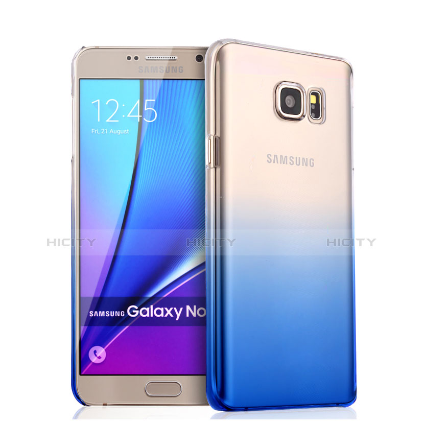Funda Dura Plastico Rigida Transparente Gradient para Samsung Galaxy Note 5 N9200 N920 N920F Azul