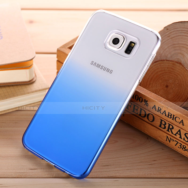 Funda Dura Plastico Rigida Transparente Gradient para Samsung Galaxy S6 Duos SM-G920F G9200 Azul