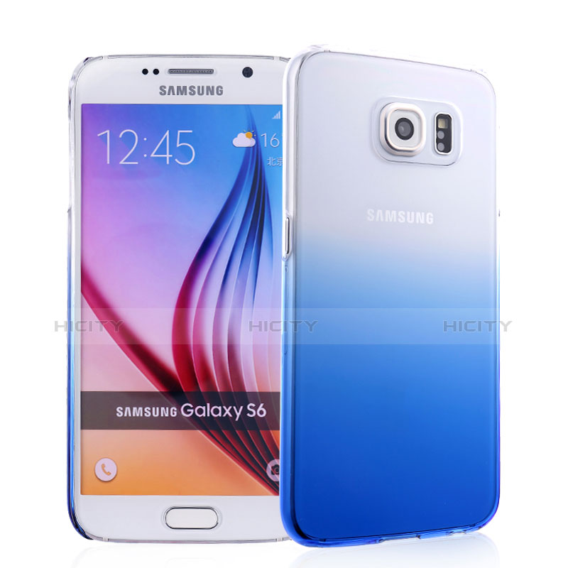 Funda Dura Plastico Rigida Transparente Gradient para Samsung Galaxy S6 SM-G920 Azul