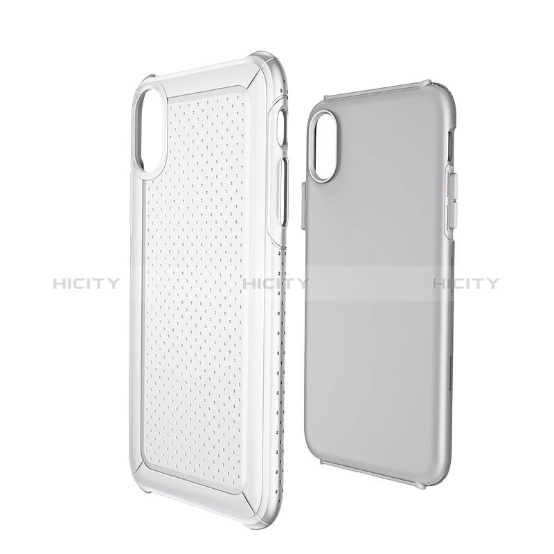 Funda Dura Plastico y Silicona Perforada para Apple iPhone Xs Max Blanco