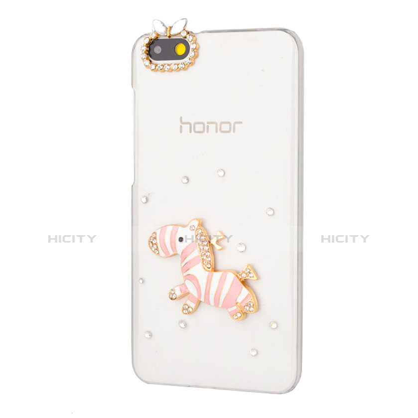 Funda Dura Rigida Lujo Diamante Brillante Cebra para Huawei Honor 4X Rosa