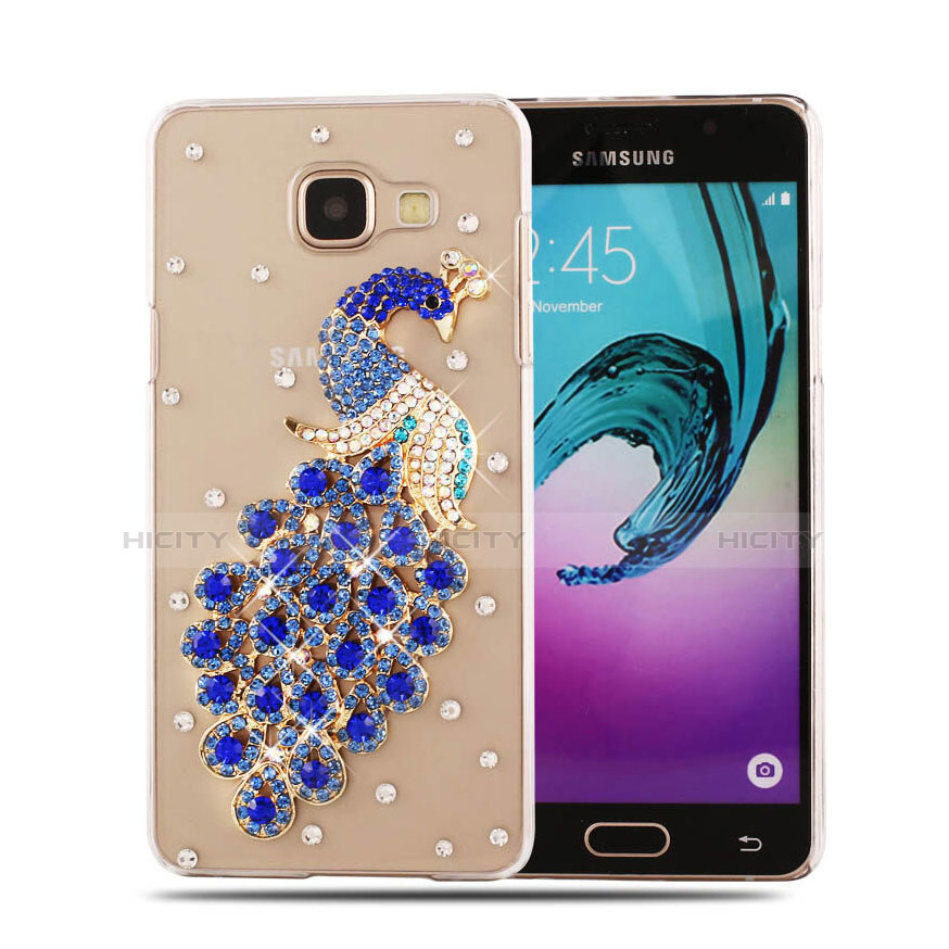 Funda Dura Rigida Lujo Diamante Brillante Pavo real para Samsung Galaxy A5 (2016) SM-A510F Azul