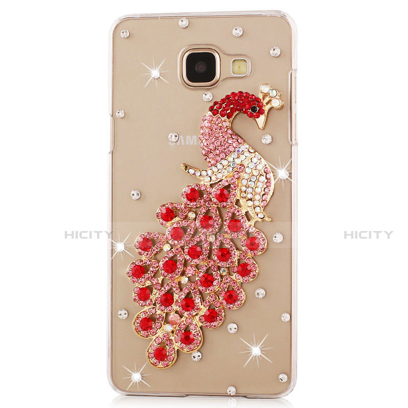 Funda Dura Rigida Lujo Diamante Brillante Pavo real para Samsung Galaxy J7 Prime Rojo