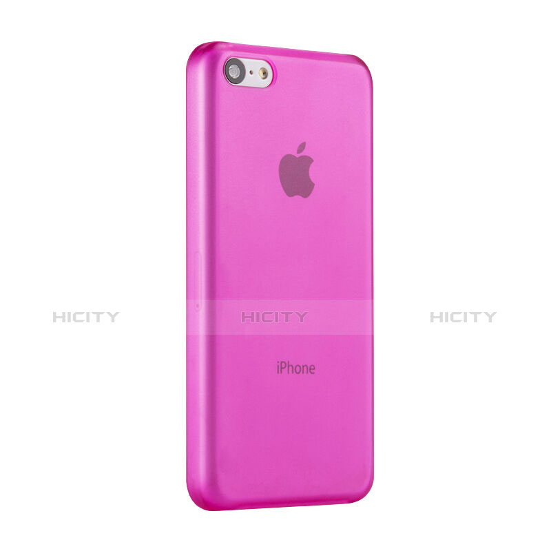 Funda Dura Ultrafina Transparente Mate para Apple iPhone 5C Rosa Roja