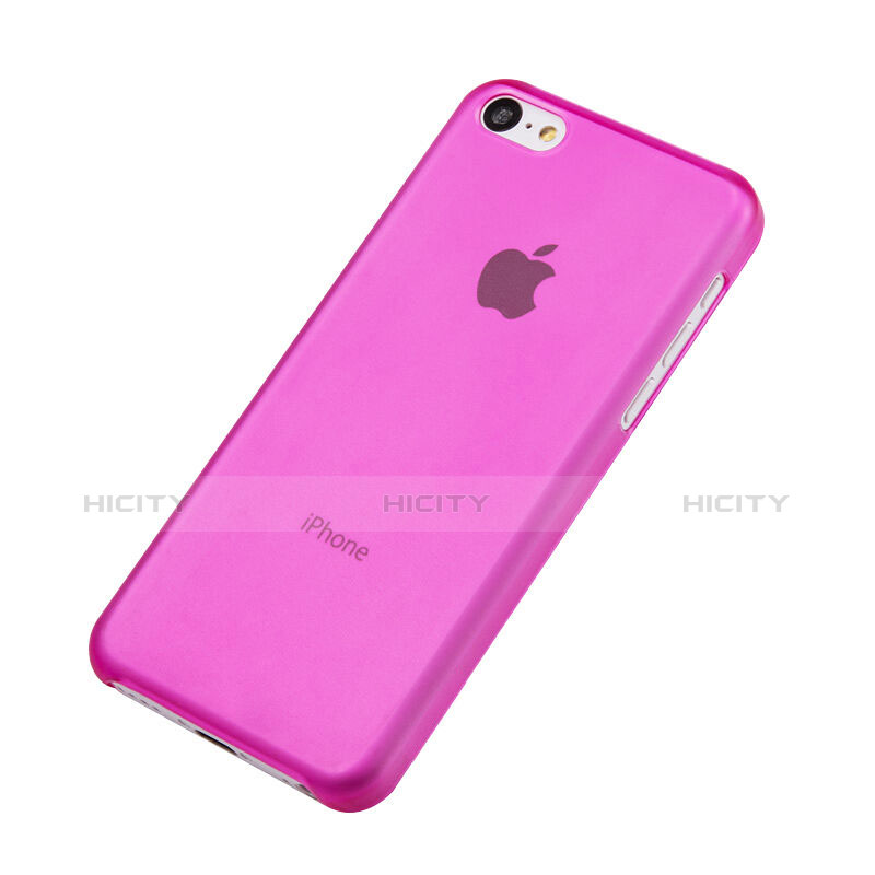 Funda Dura Ultrafina Transparente Mate para Apple iPhone 5C Rosa Roja