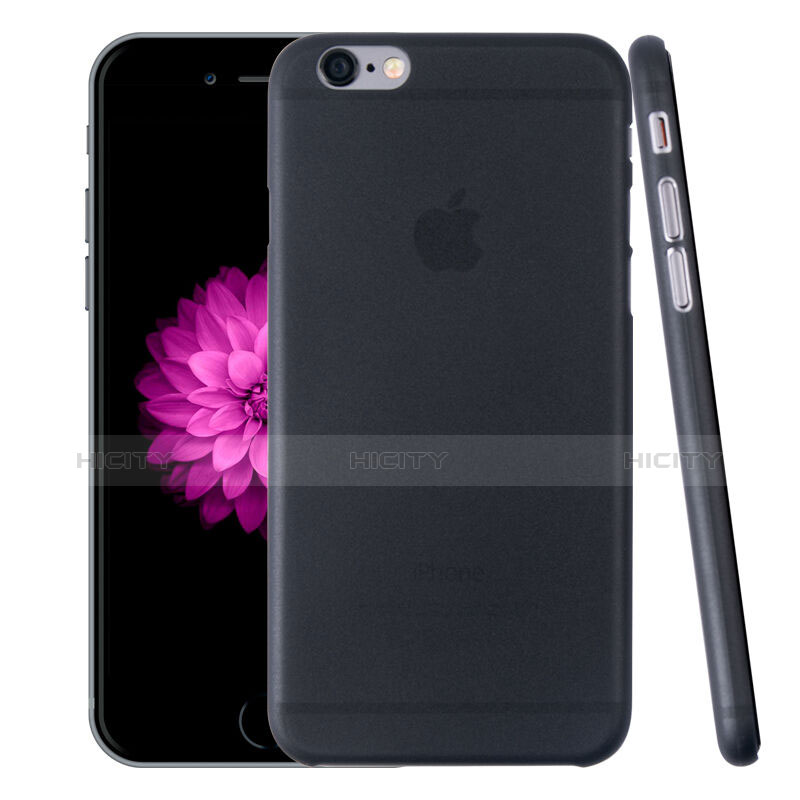 Funda Dura Ultrafina Transparente Mate para Apple iPhone 6 Plus Gris Oscuro