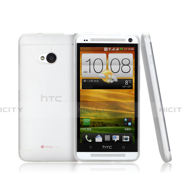 Funda Dura Ultrafina Transparente Mate para HTC One M7 Blanco