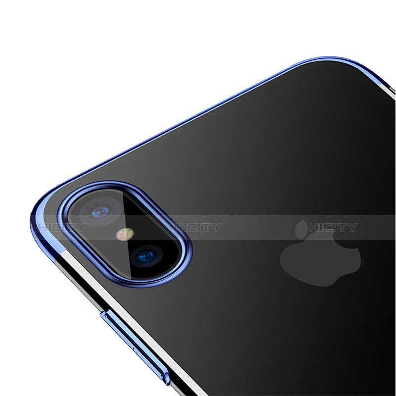 Funda Dura Ultrafina Transparente para Apple iPhone Xs Azul