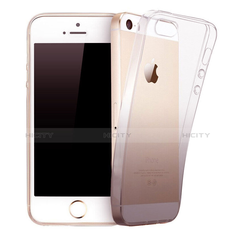 Funda Gel Ultrafina Transparente Gradiente para Apple iPhone 5S Gris