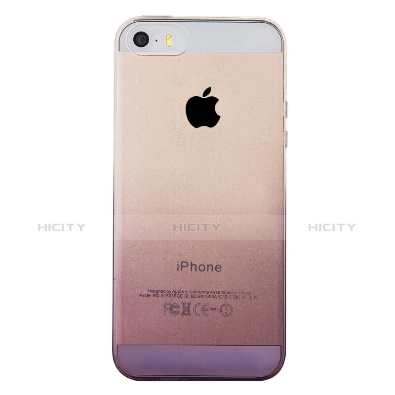 Funda Gel Ultrafina Transparente Gradiente para Apple iPhone 5S Gris