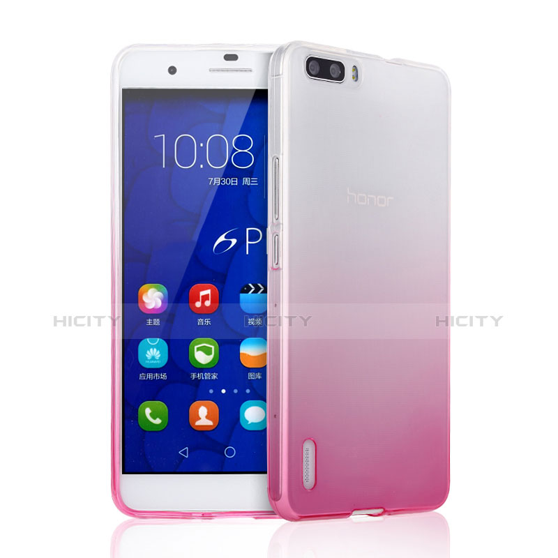 Funda Gel Ultrafina Transparente Gradiente para Huawei Honor 6 Plus Rosa
