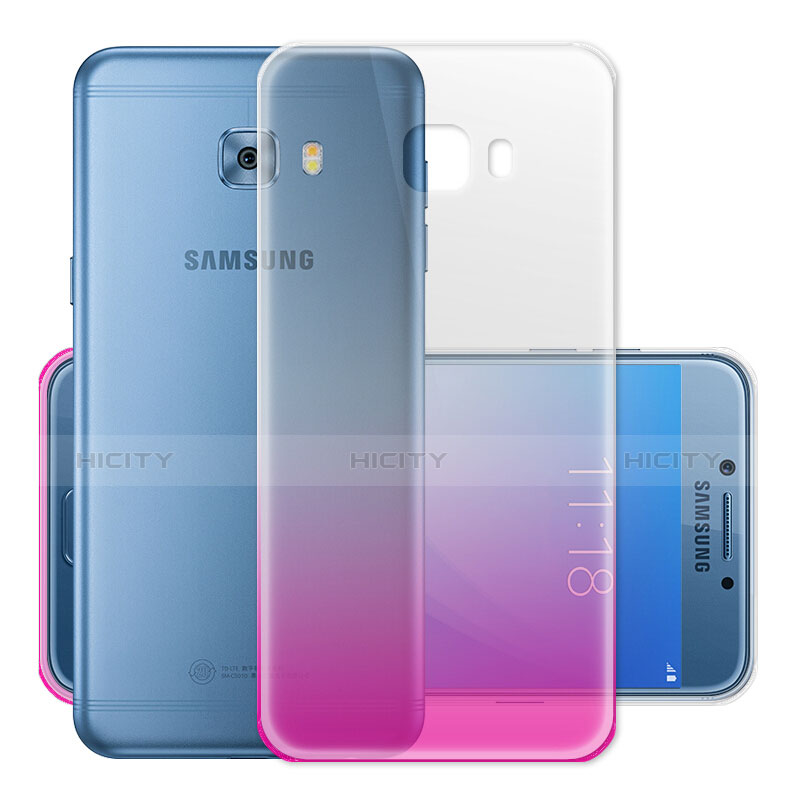 Funda Gel Ultrafina Transparente Gradiente para Samsung Galaxy C7 Pro C7010 Rosa
