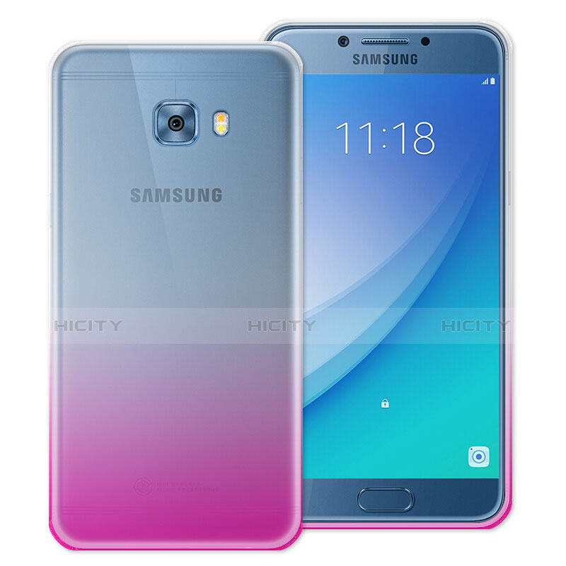 Funda Gel Ultrafina Transparente Gradiente para Samsung Galaxy C7 Pro C7010 Rosa