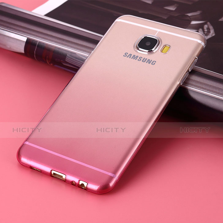 Funda Gel Ultrafina Transparente Gradiente para Samsung Galaxy C7 SM-C7000 Rosa