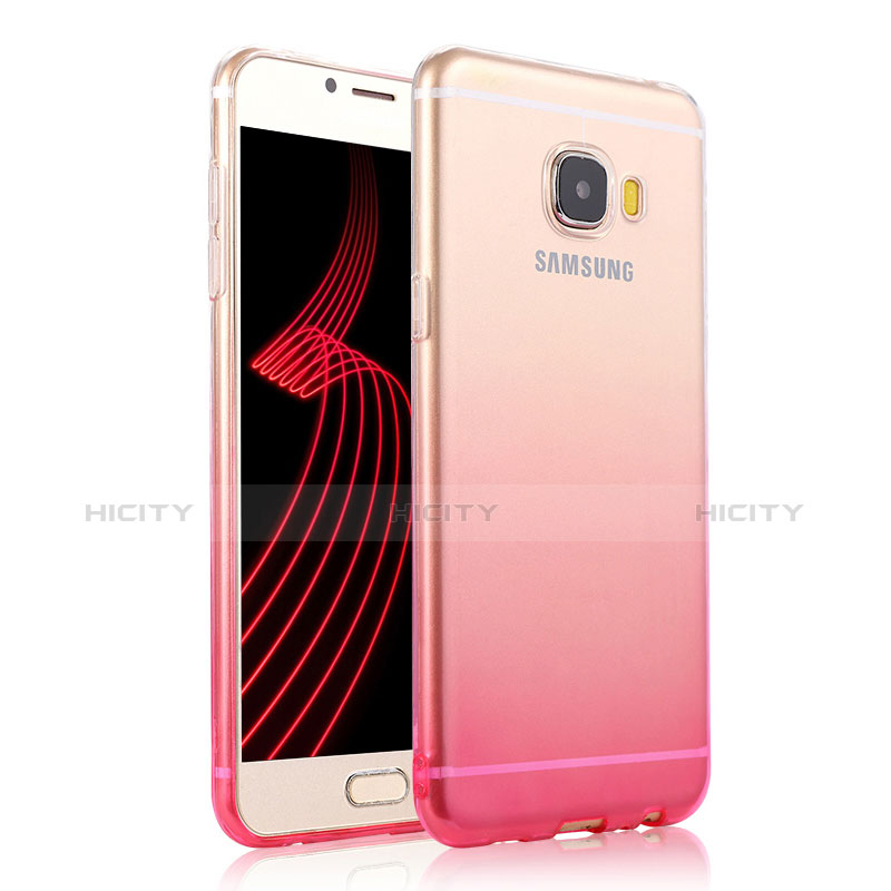 Funda Gel Ultrafina Transparente Gradiente T04 para Samsung Galaxy C7 Pro C7010 Rosa