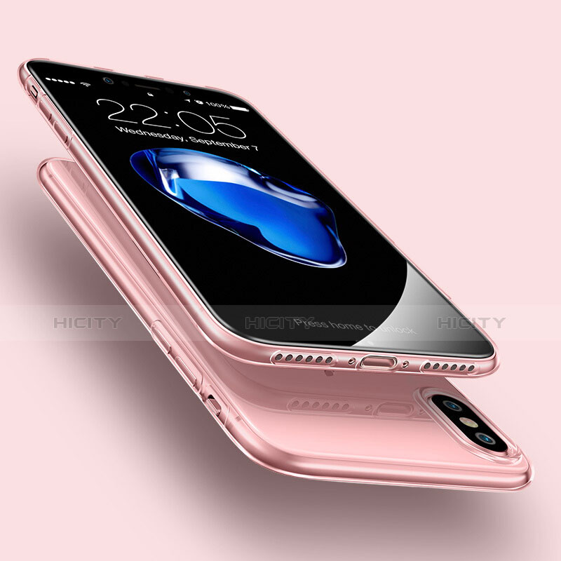 Funda Gel Ultrafina Transparente para Apple iPhone X Rosa