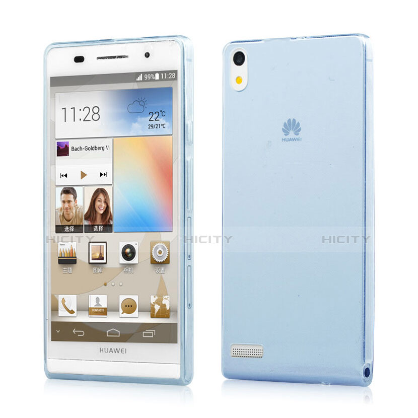 Funda Gel Ultrafina Transparente para Huawei Ascend P6 Azul