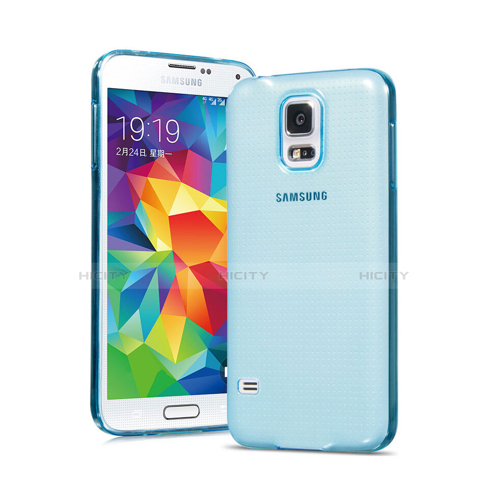 Funda Gel Ultrafina Transparente para Samsung Galaxy S5 Duos Plus Azul