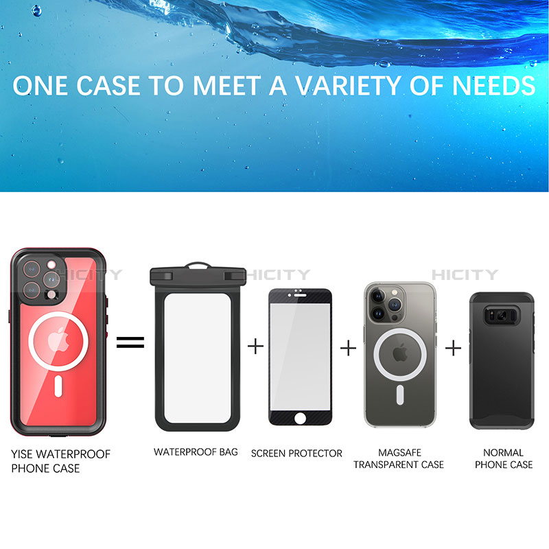 Funda Impermeable Bumper Silicona y Plastico Waterproof Carcasa 360 Grados con Mag-Safe Magnetic HJ1 para Apple iPhone 13 Pro
