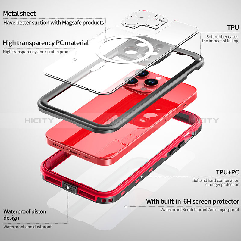 Funda Impermeable Bumper Silicona y Plastico Waterproof Carcasa 360 Grados con Mag-Safe Magnetic HJ1 para Apple iPhone 13 Pro