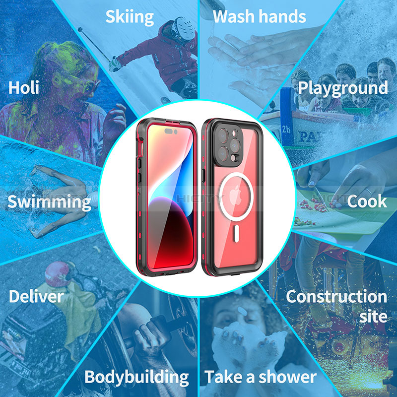 Funda Impermeable Bumper Silicona y Plastico Waterproof Carcasa 360 Grados con Mag-Safe Magnetic HJ1 para Apple iPhone 14 Pro Max