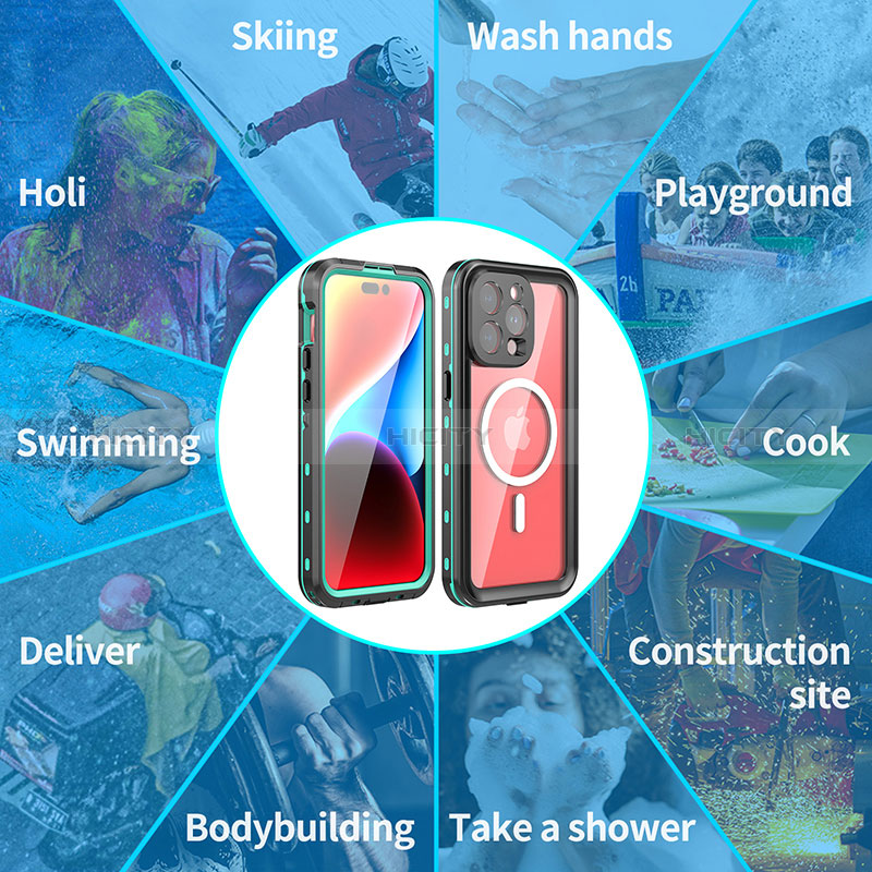 Funda Impermeable Bumper Silicona y Plastico Waterproof Carcasa 360 Grados con Mag-Safe Magnetic para Apple iPhone 13 Pro Max