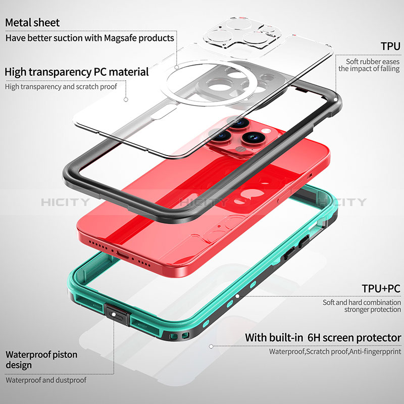Funda Impermeable Bumper Silicona y Plastico Waterproof Carcasa 360 Grados con Mag-Safe Magnetic para Apple iPhone 14 Pro