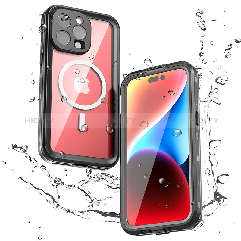Funda Impermeable Bumper Silicona y Plastico Waterproof Carcasa 360 Grados con Mag-Safe Magnetic para Apple iPhone 14 Pro Negro