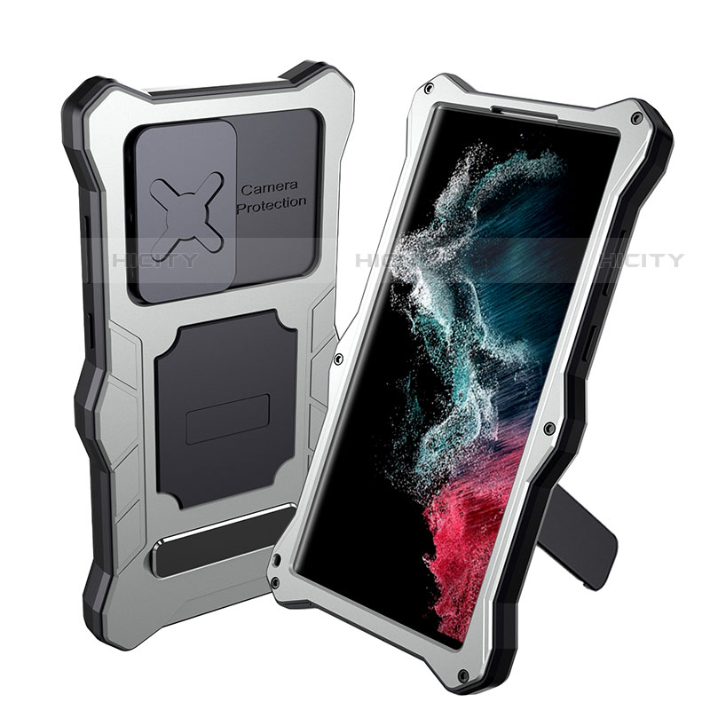 Funda Impermeable Bumper Silicona y Plastico Waterproof Carcasa 360 Grados con Soporte para Samsung Galaxy S22 Ultra 5G