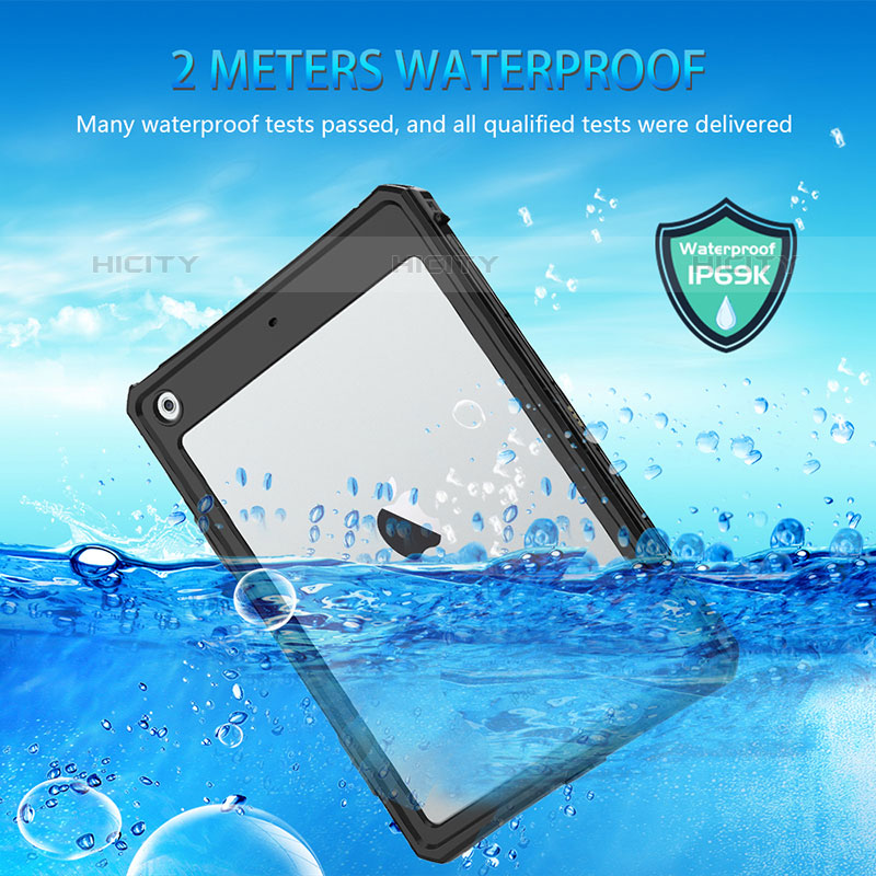 Funda Impermeable Bumper Silicona y Plastico Waterproof Carcasa 360 Grados para Apple iPad 10.2 (2020) Negro