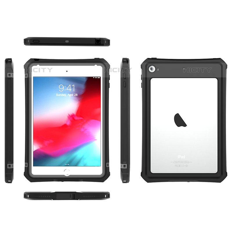 Funda Impermeable Bumper Silicona y Plastico Waterproof Carcasa 360 Grados para Apple iPad Mini 5 (2019) Negro
