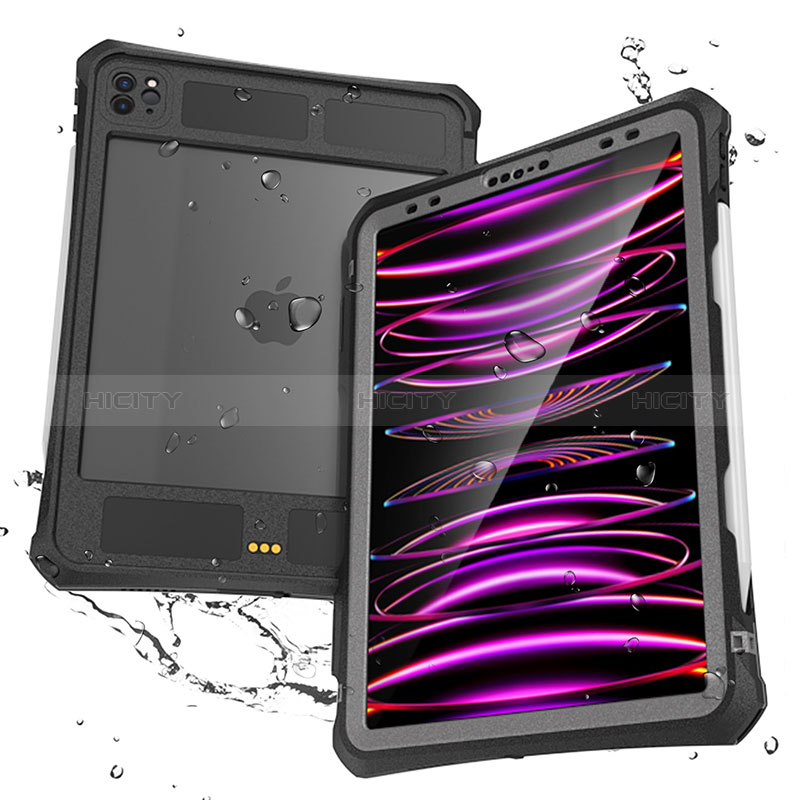 Funda Impermeable Bumper Silicona y Plastico Waterproof Carcasa 360 Grados para Apple iPad Pro 11 (2022) Negro
