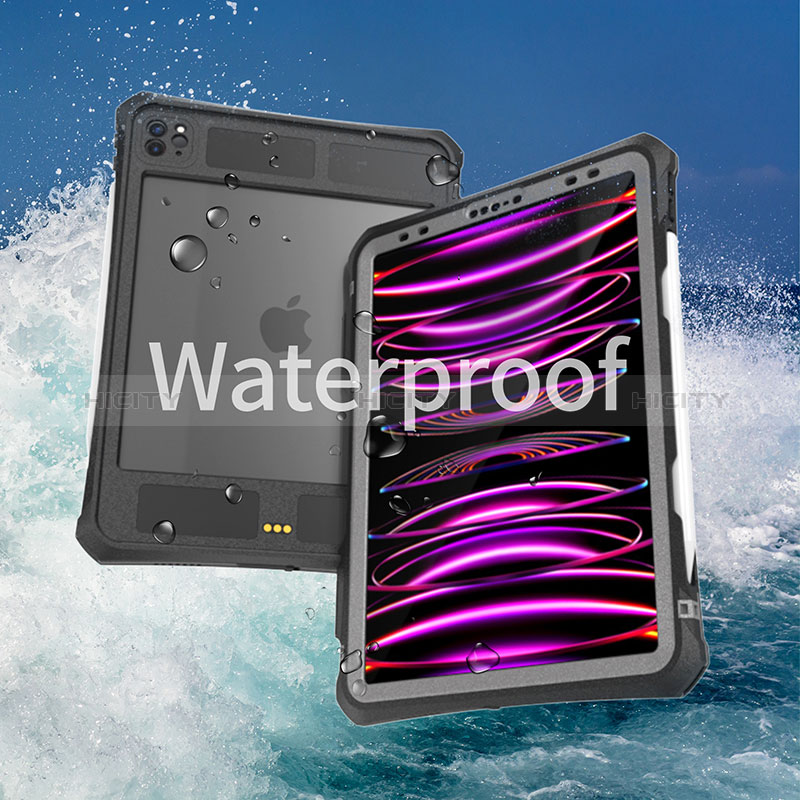 Funda Impermeable Bumper Silicona y Plastico Waterproof Carcasa 360 Grados para Apple iPad Pro 11 (2022) Negro