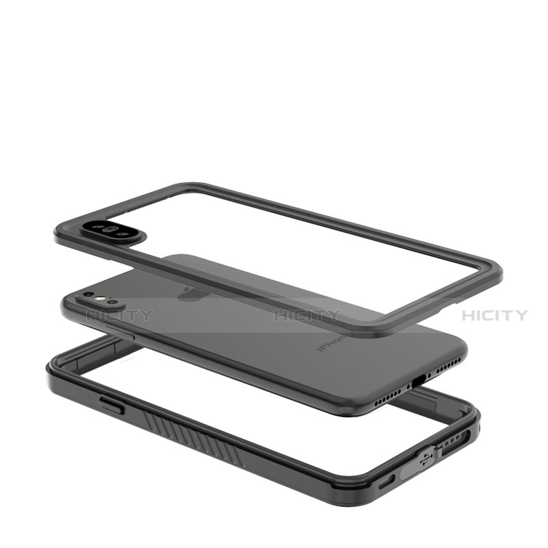 Funda Impermeable Bumper Silicona y Plastico Waterproof Carcasa 360 Grados para Apple iPhone X Negro