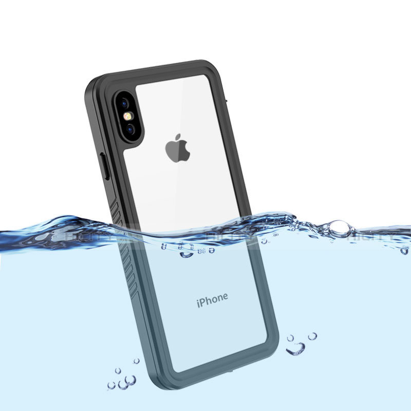 Funda Impermeable Bumper Silicona y Plastico Waterproof Carcasa 360 Grados para Apple iPhone Xs Max Negro